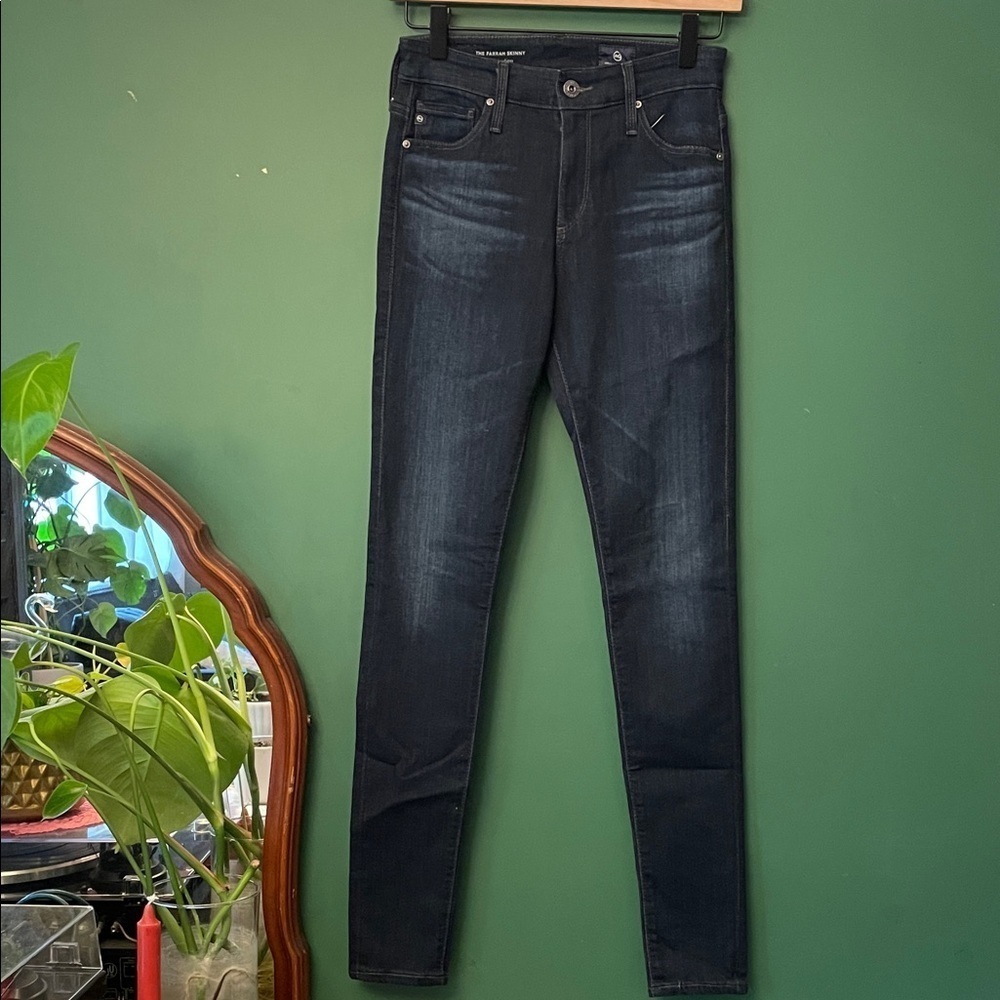 AG Adriano Goldschmied Womens 24R The Farrsh Dark Blue High-Rise Skinny Jeans